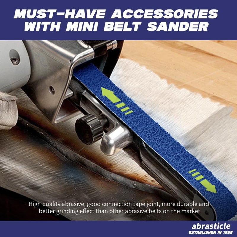 abrasticle 1/2"" x 18"" Zirconia Sanding Belts for Metal, 1/2 x 18 Inch Zirconia Metal Grinding Sand Paper, 36 PCS 6 Each of 40/60/80/120/180/240 Assorted Grits, Perfect for Metal Polishing, Derusting, Woodworking - Image 5